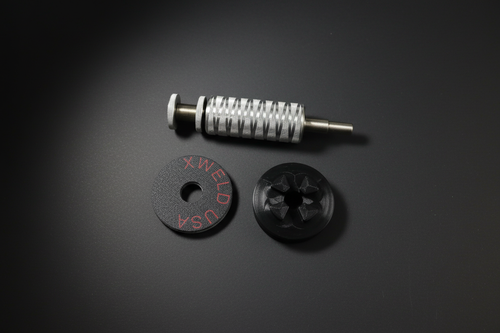 ArboMax 6X drill arbor with XWELD USA backing pad and 3D printed hub components