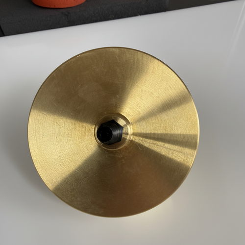 Brass purge tree top-down view of quarter inch quick-connect fitting side
