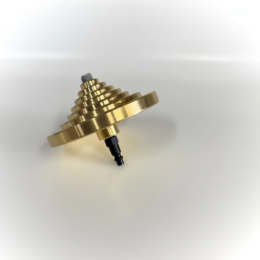 Brass purge tree top-down view of gas diffuser side